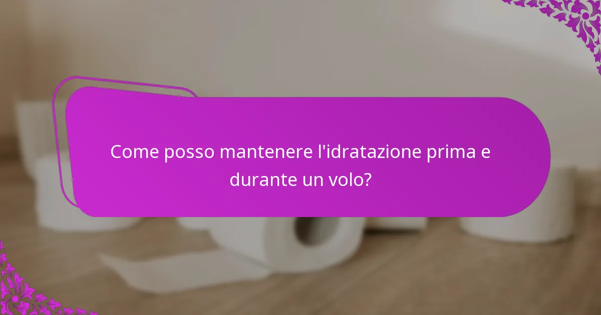 Come posso mantenere l'idratazione prima e durante un volo?