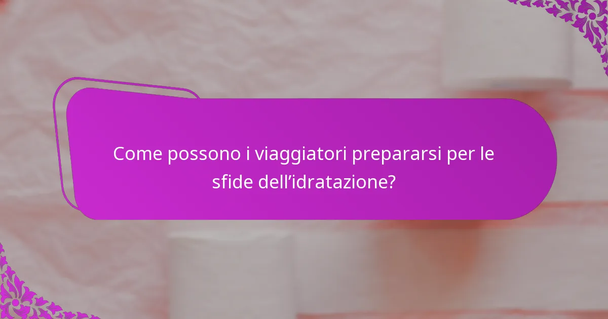 Come possono i viaggiatori prepararsi per le sfide dell’idratazione?