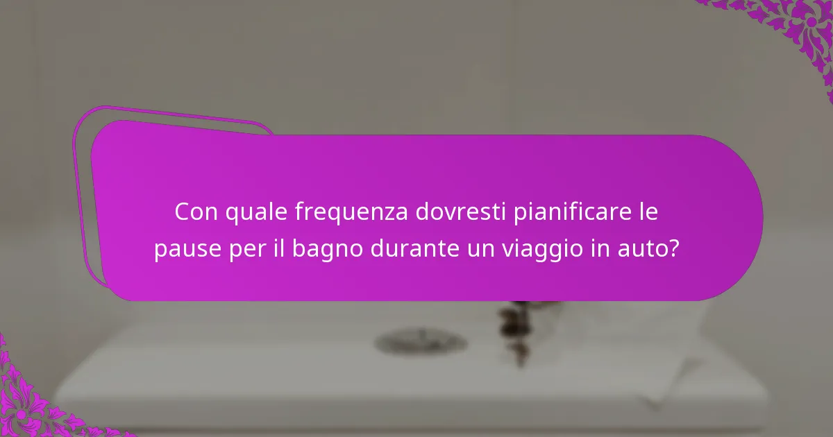 Con quale frequenza dovresti pianificare le pause per il bagno durante un viaggio in auto?