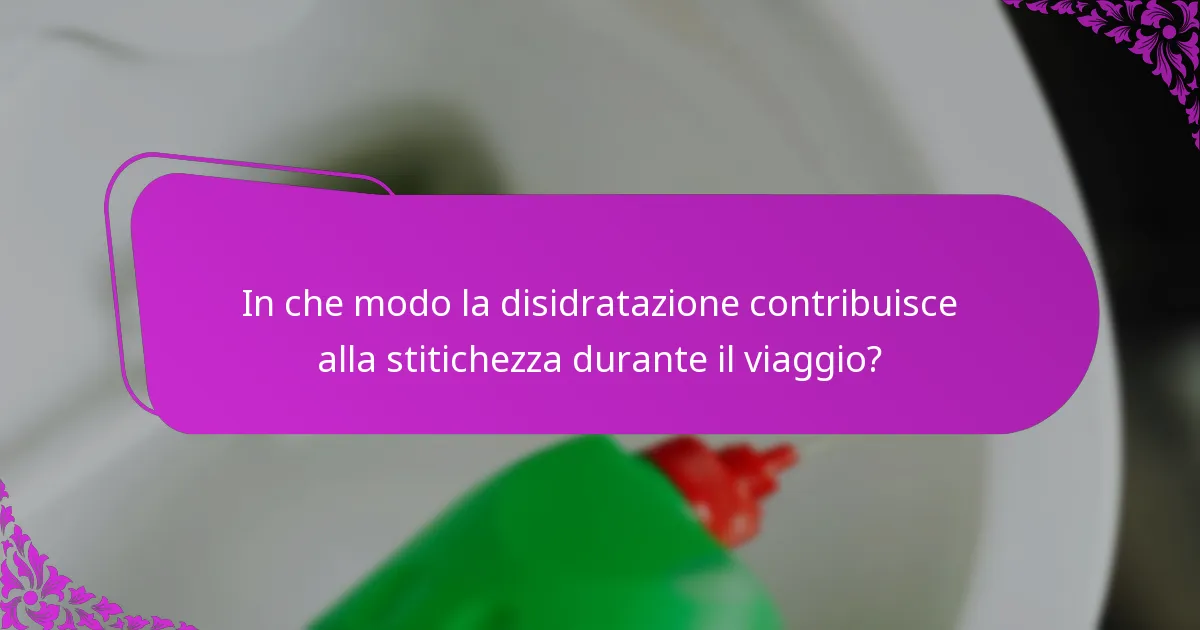 In che modo la disidratazione contribuisce alla stitichezza durante il viaggio?