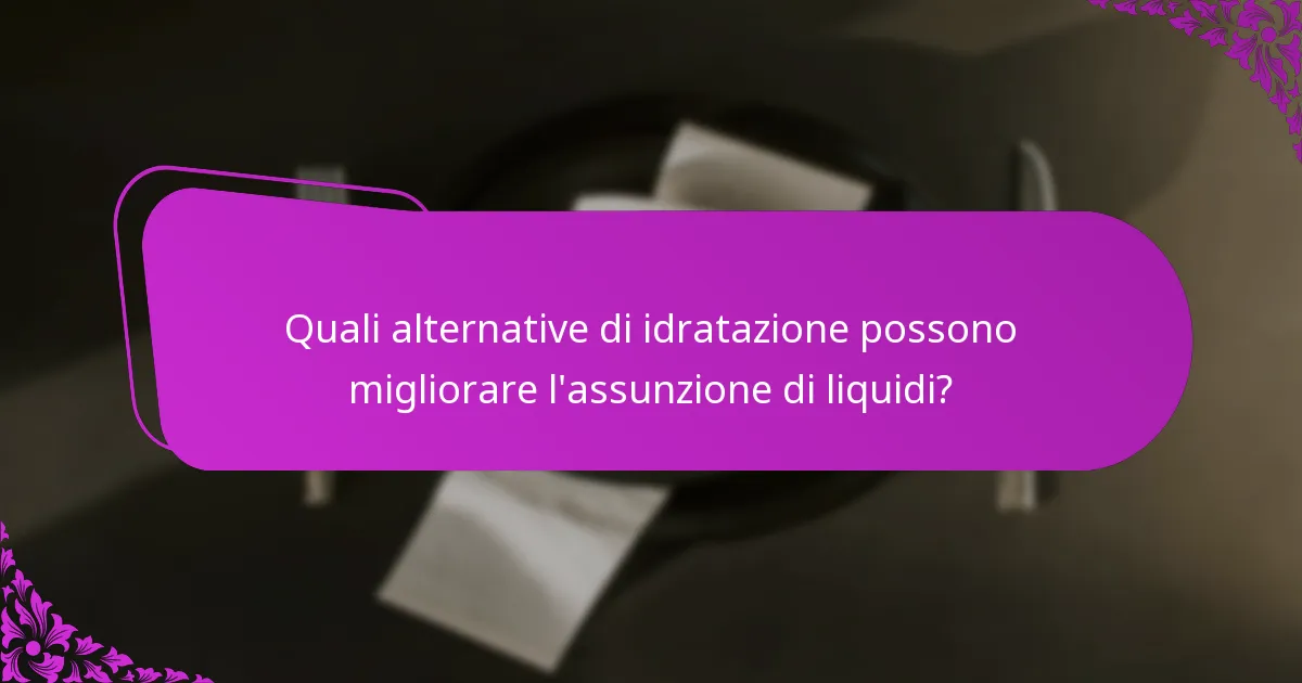 Quali alternative di idratazione possono migliorare l'assunzione di liquidi?