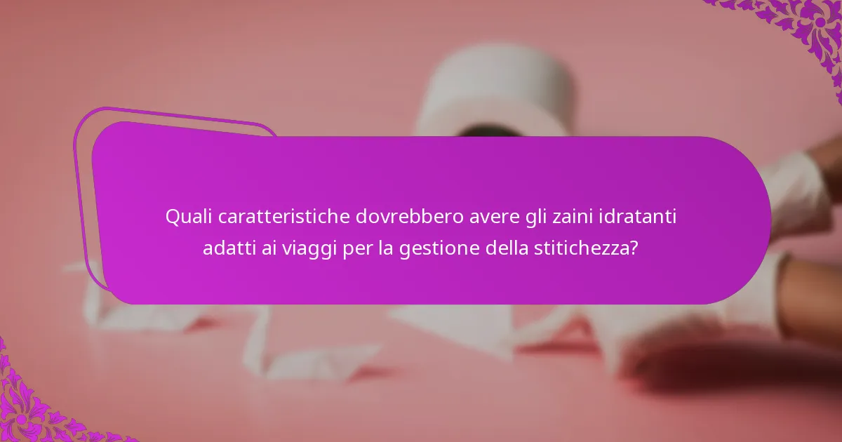 Quali caratteristiche dovrebbero avere gli zaini idratanti adatti ai viaggi per la gestione della stitichezza?