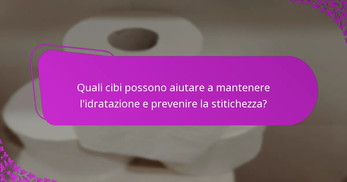 Quali cibi possono aiutare a mantenere l'idratazione e prevenire la stitichezza?