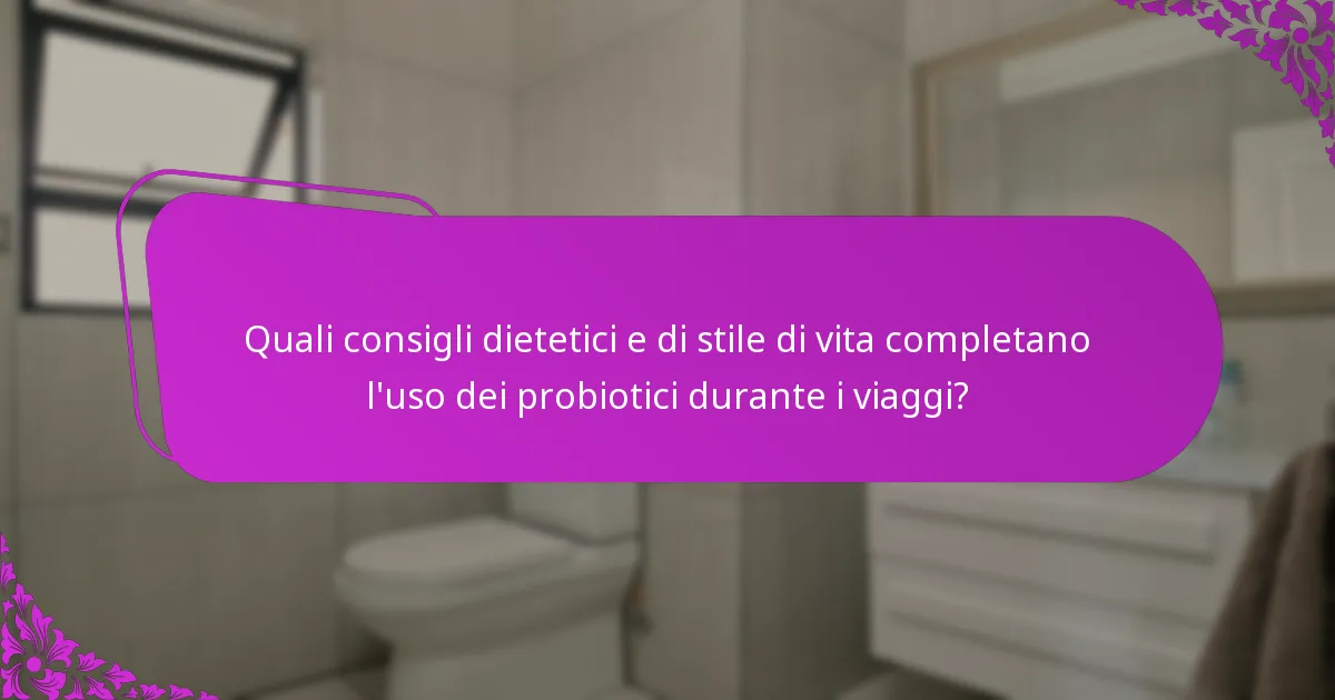 Quali consigli dietetici e di stile di vita completano l'uso dei probiotici durante i viaggi?