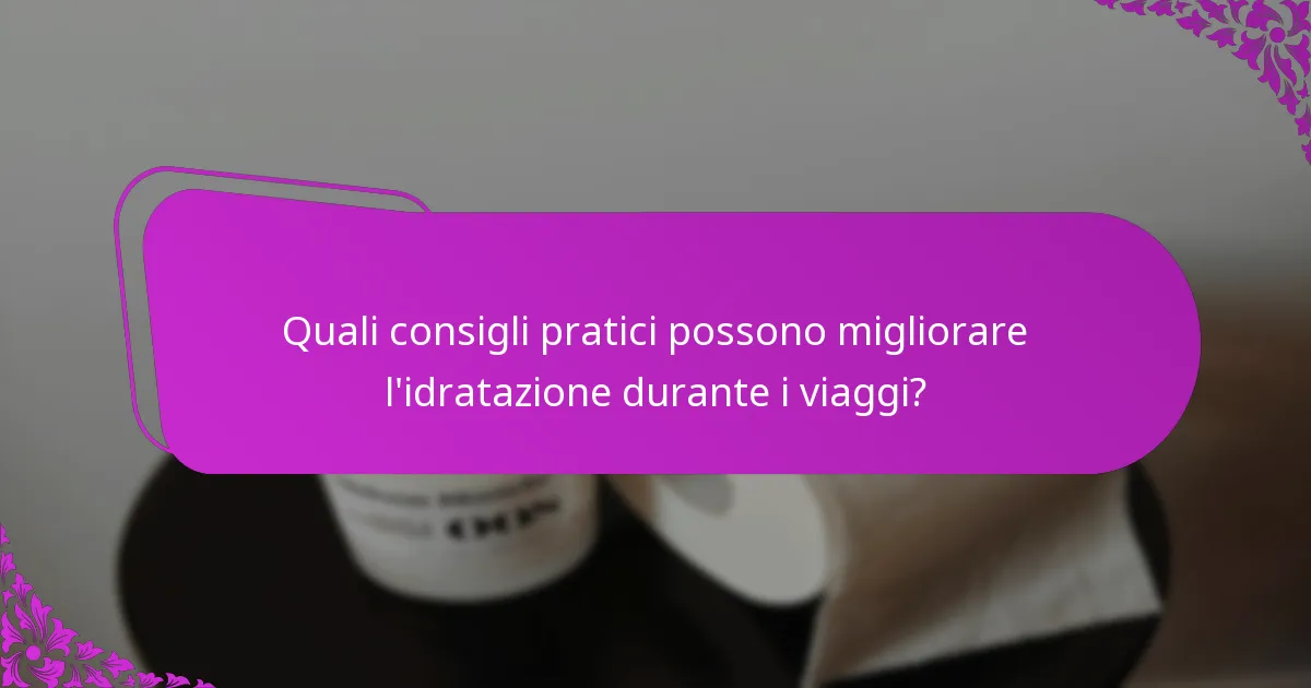 Quali consigli pratici possono migliorare l'idratazione durante i viaggi?