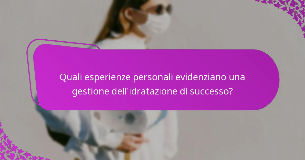 Quali esperienze personali evidenziano una gestione dell'idratazione di successo?
