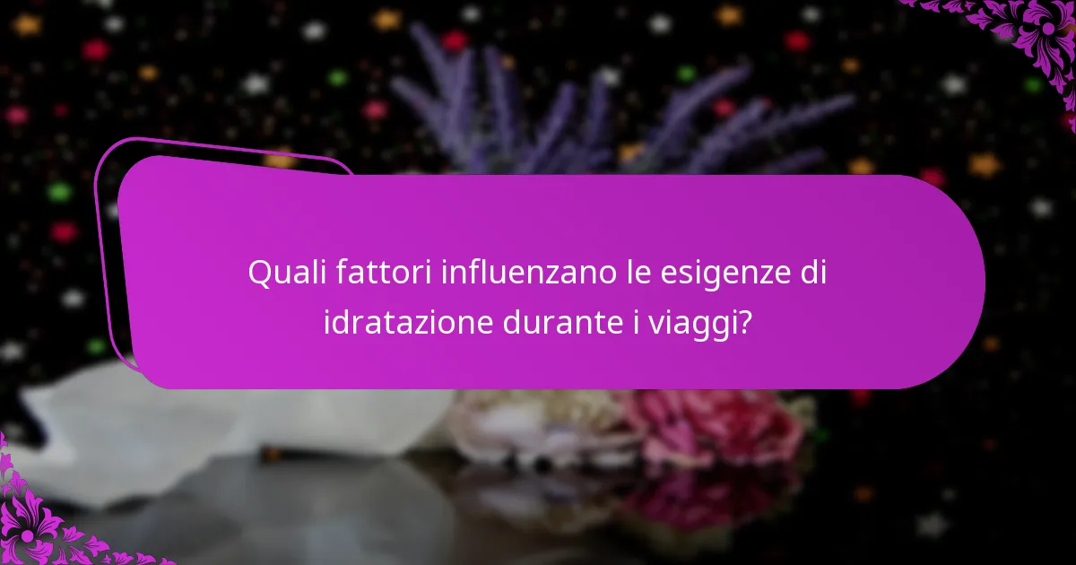 Quali fattori influenzano le esigenze di idratazione durante i viaggi?