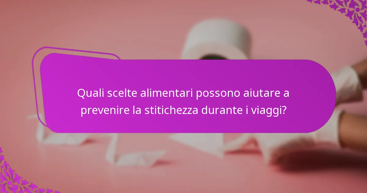 Quali scelte alimentari possono aiutare a prevenire la stitichezza durante i viaggi?