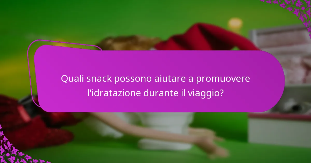 Quali snack possono aiutare a promuovere l'idratazione durante il viaggio?