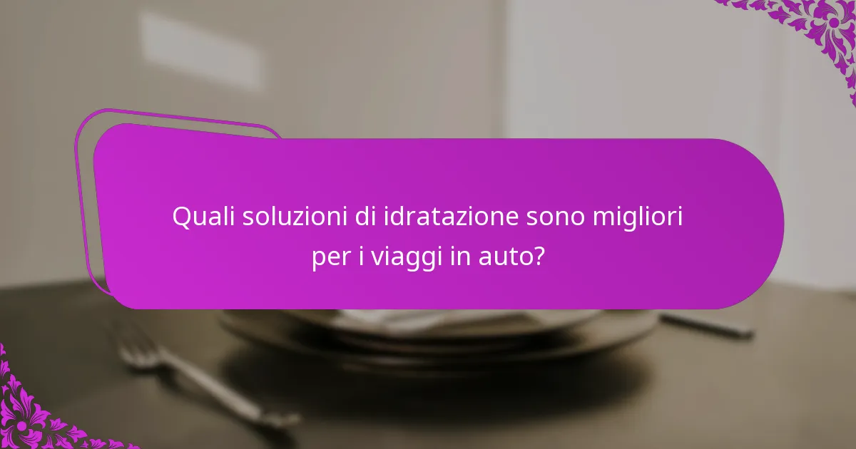 Quali soluzioni di idratazione sono migliori per i viaggi in auto?