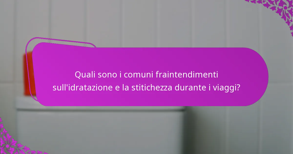 Quali sono i comuni fraintendimenti sull'idratazione e la stitichezza durante i viaggi?