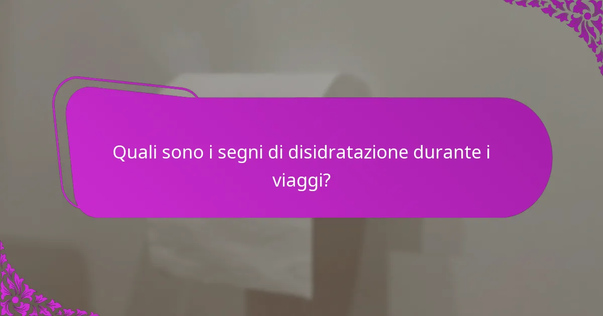 Quali sono i segni di disidratazione durante i viaggi?