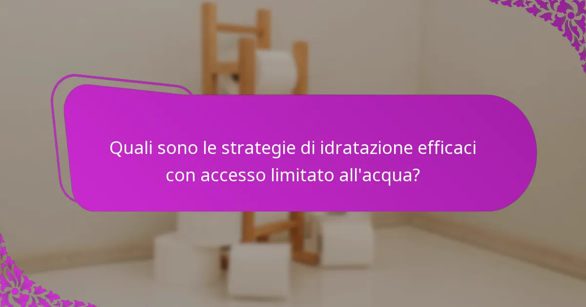 Quali sono le strategie di idratazione efficaci con accesso limitato all'acqua?