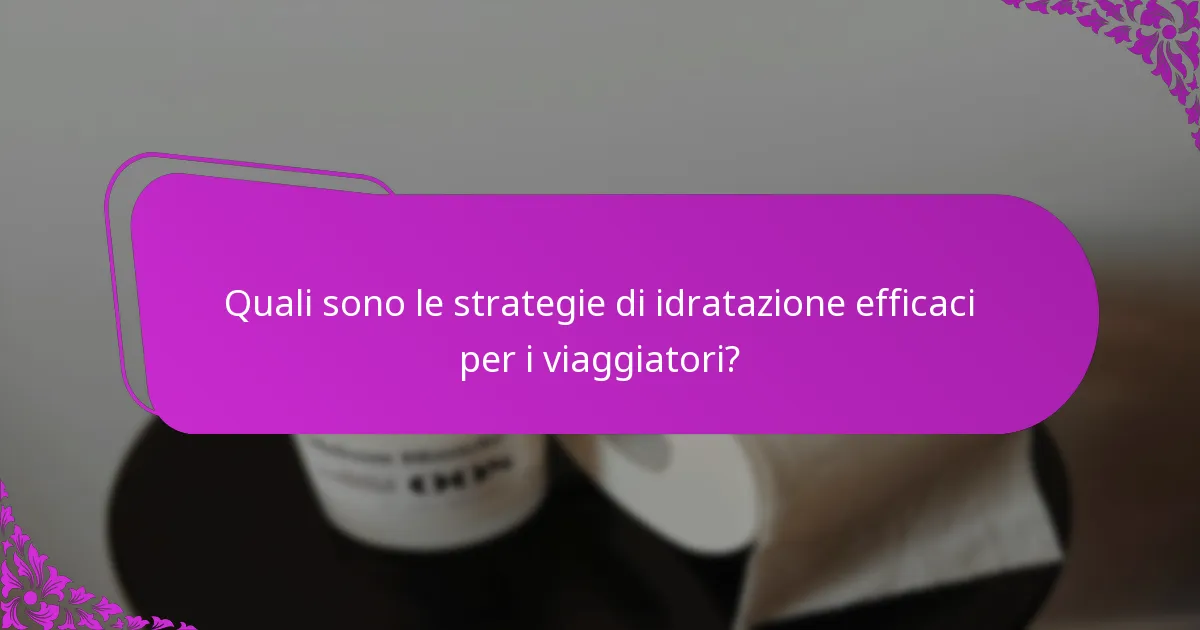Quali sono le strategie di idratazione efficaci per i viaggiatori?