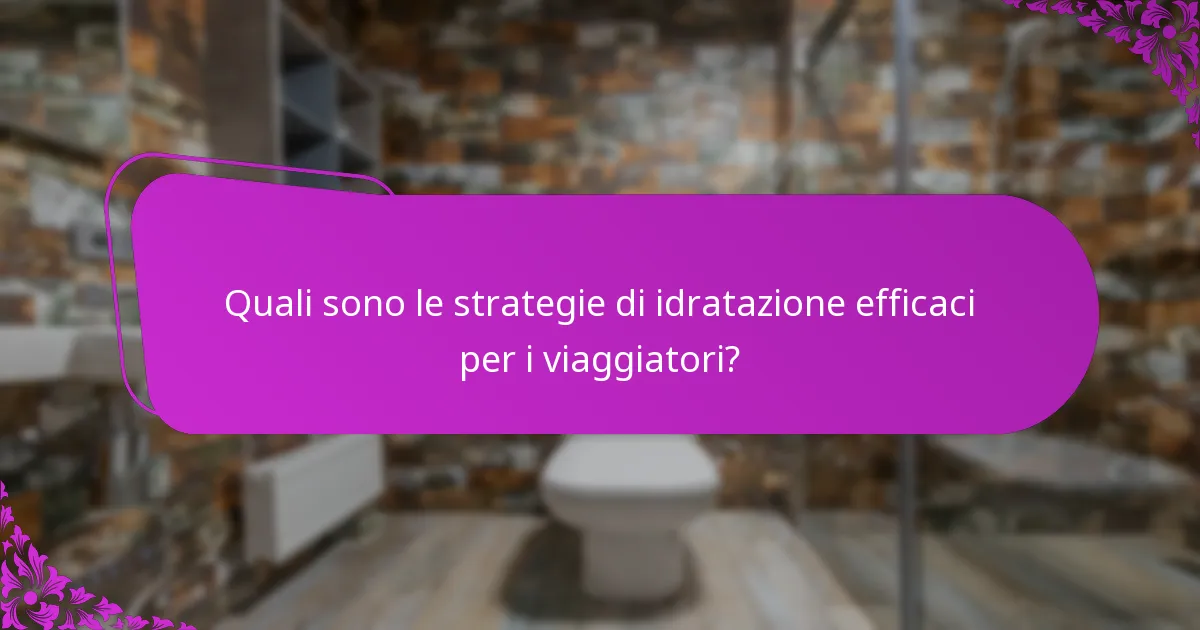 Quali sono le strategie di idratazione efficaci per i viaggiatori?
