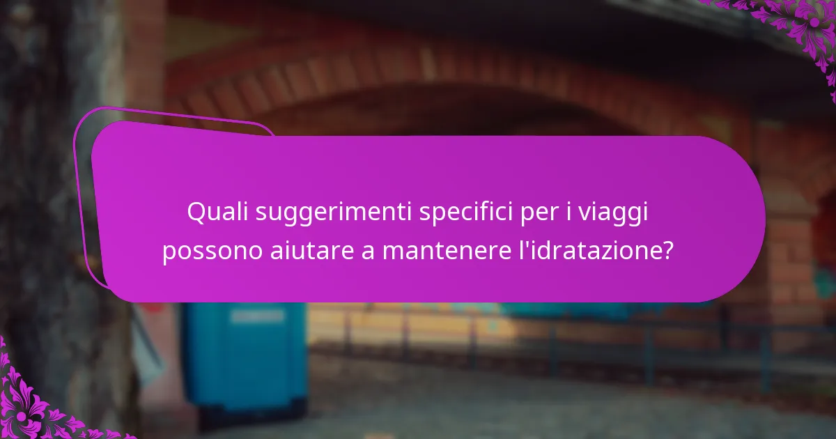 Quali suggerimenti specifici per i viaggi possono aiutare a mantenere l'idratazione?