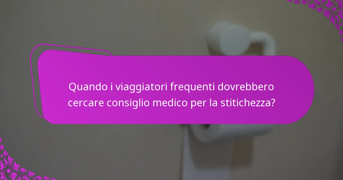 Quando i viaggiatori frequenti dovrebbero cercare consiglio medico per la stitichezza?
